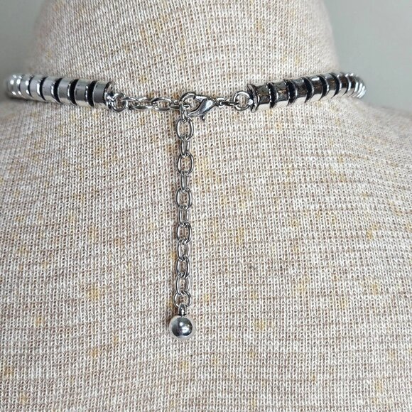 Navajo Style Statement Necklace Faux Turquoise Silvertone 20" Long Boho - Picture 5 of 7